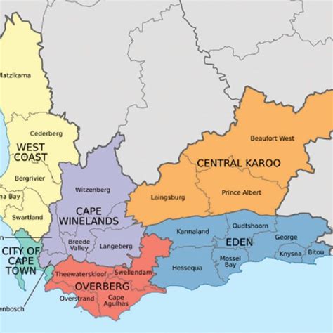 District And Sub District Level Map Of Western Cape