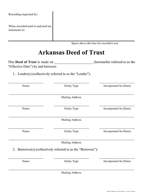 Arkansas Deed Of Trust Form Download Printable Pdf