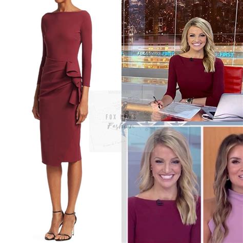 Carley Shimkus Burgundy Side Ruffle Sheath Dress Worn On Fox And