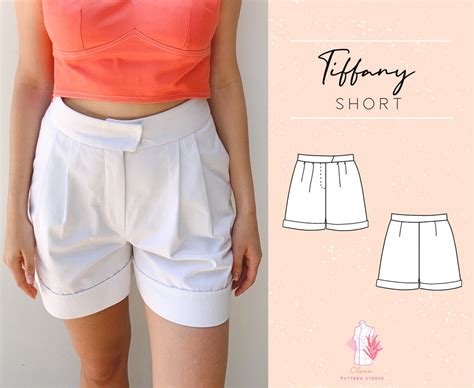 Pdf Sewing Pattern High Waist Pleated Shorts For Women Diy Etsy
