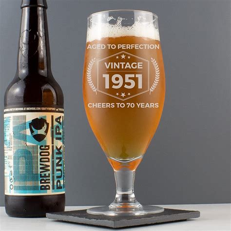 70th Birthday T For Men Or Women Craft Beer Cider Stemmed Glass