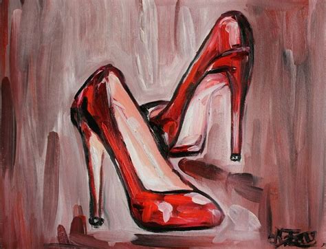 Original Oil Painting Fine Art Red Choose High Heels Still Life Women