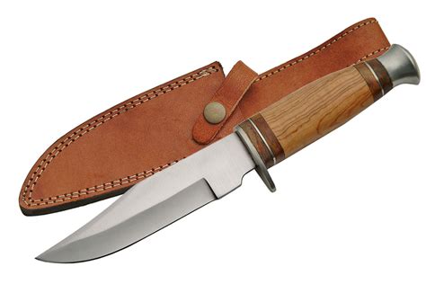 Fixed Blade Hunting Knife 11 Olive Wood Handle Stainless Blade Skinner