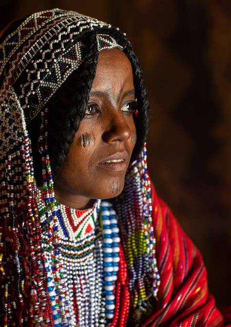 Portrait Of An Afar Tribe Girl With Beaded Headwear Central Region