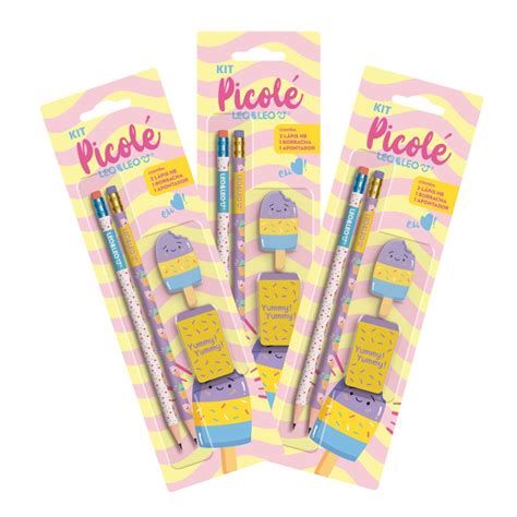 Kit Lápis Hb Picolé 4 Peças Leo e Leo Cx 24 Blister Papelândia