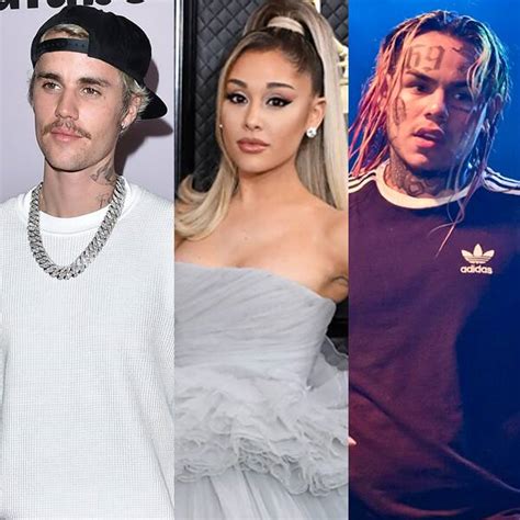 ariana grande and justin bieber react after tekashi 6ix9ine accuses them of buying their