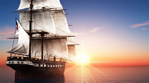 Wallpapers Ships Sailing Sea Sunrises And Sunsets Sun 3d Graphics Free