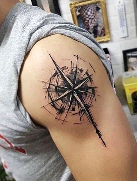 20 Cool Compass Tattoo Designs And Meaning Cool Shoulder Tattoos Mens