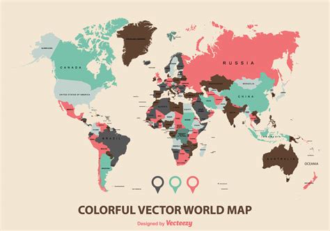 Colorful World Map Vector Download Free Vector Art Stock Graphics