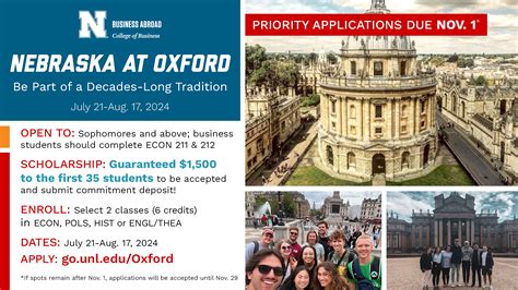 Nebraska At Oxford Scholarships Still Available Announce University Of Nebraska Lincoln