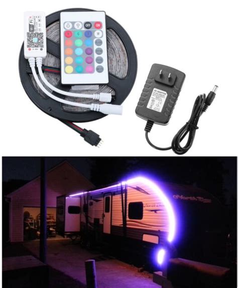 Rv Rgb Waterproof Led Awning Light Set With Remote Control 164ft 5m