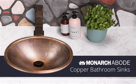 Monarch Abode Pure Copper Hand Hammered Drop In Bathroom Vanity Sink Inches Oval