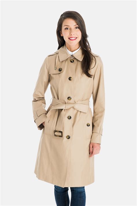 Samantha Trench Coat With Detachable Flannel Liner And Hood Womens