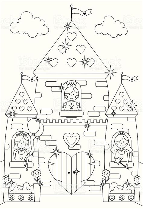 Print princess, knight & castle coloring page for free. Castillo de cuento de hadas y chispeante Princess ...