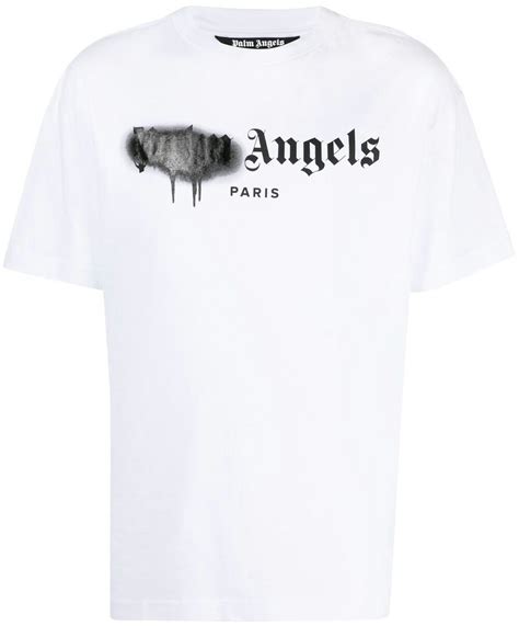 Palm Angels Paris Sprayed Logo T Shirt White Ss21