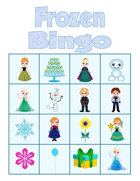 Frozen Bingo Game Instant Download Printable Party Game Etsy Disney