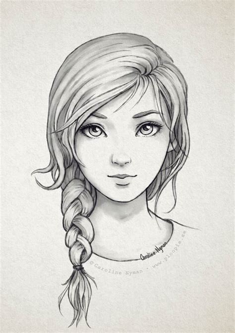 After you grasp pencil drawing method, try drawing face step by step without your ruler manually with your pencil. Innocence in her face | Pencil sketches of girls, Girl ...