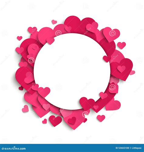 Vector Romantic Frame Template Pink Paper Hearts Stock Vector