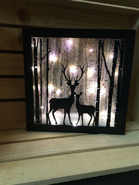 Deer Lighted Shadow Box 8x8 Night Light Christmas Decor | Etsy | Luces