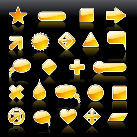 Yellow Icons Collection Vector Free Download