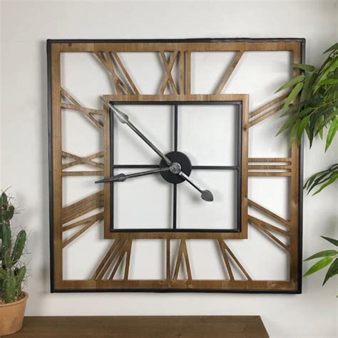 Rustic Square Cut Out Skeleton Clock The Farthing Clocks