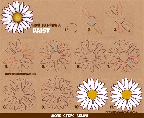 Add some texture to the center with short, squiggly lines and dots, particularly on the darker side. How to Draw a Daisy Flower (Daisies) in Easy Step by Step ...