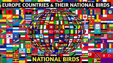 NATIONAL BIRDS OF EUROPE COUNTRIES / FLAGS AND COUNTRIES NAME WITH