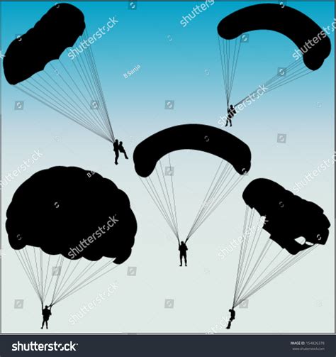 Parachutists Silhouette Collection Vector Vector De Stock Libre De