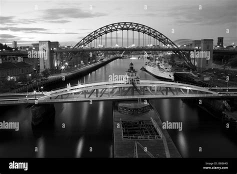 Swing Bridge And Tyne Bridge Newcastle And Gateshead Photographed At