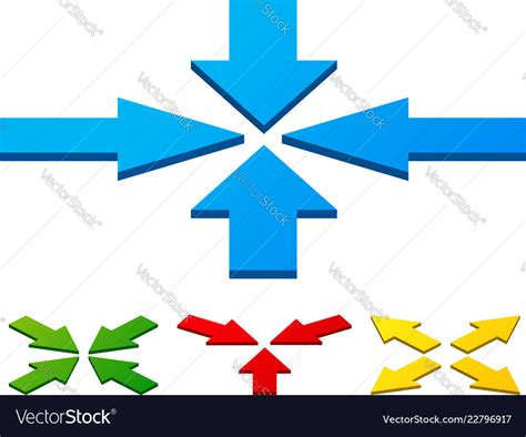 Different Inward Outward Arrows With 3d Effect Vector Image