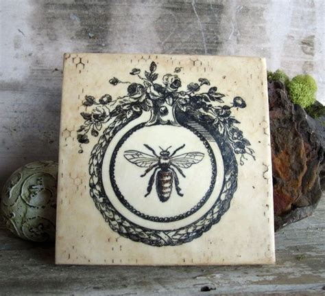 Bee Painting Encaustic Painting Vintage Bee French Vintage Bee Wall