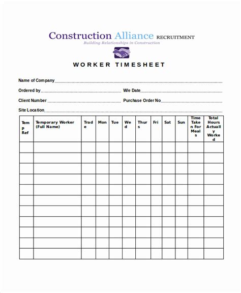 Contractor Timesheet Template