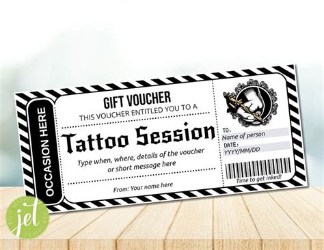 Editable Tattoo Gift Voucher Tattoo Gift Card Tattoo Gift Certificate