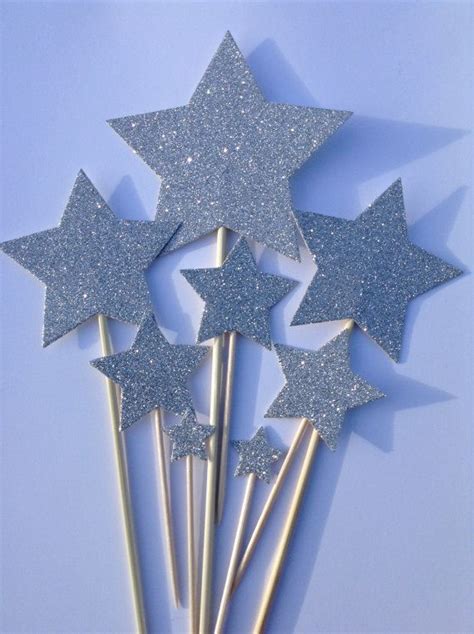 Silver Star Cake Toppers Silver Glitter Star Cake By Cardoodle