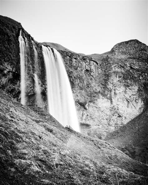 Gerald Berghammer Seljalandsfoss Waterfall Iceland Black And White