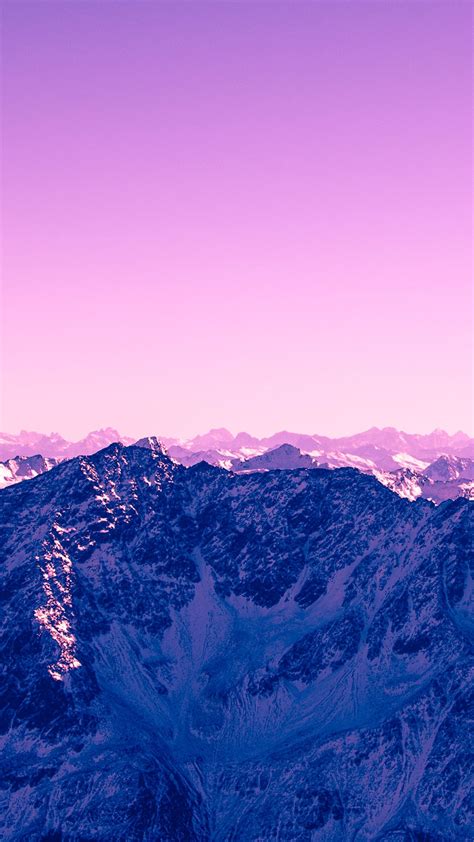 Purple Mountain With Snow And Purple Sky 4k Hd Purple Wallpapers Hd