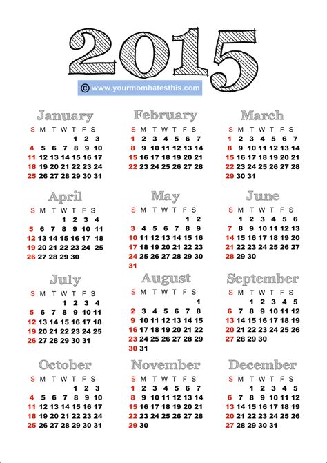 25 Printable New Year Calendars 2015 Picpuddle