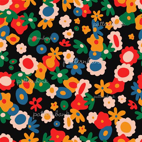 Vibrant Ditsy Flowers By Maria Florencia Benassi Seamless Repeat Vector