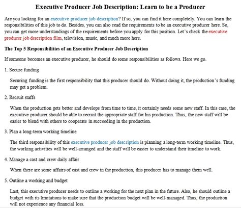 Präsentieren sie ihre expertisen hochkarätigen headhuntern und recruitern auf experteer! Executive Producer Job Description: Learn to be a Producer ...