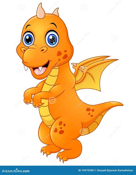 Cute Baby Dragon Standing Stock Vector Illustration Of Cute 76975500