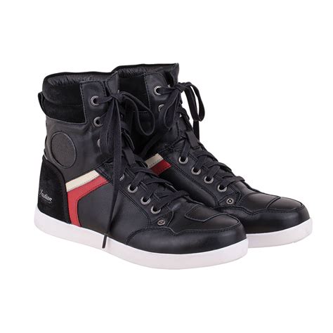 Mens Leather High Top Riding Sneakers Black Indian Motorcycle
