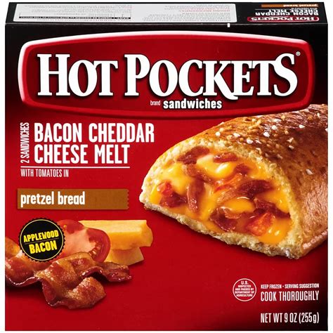 Hot Pockets Bacon Cheddar Cheese Melt With Tomatoes In Pretzel Bread