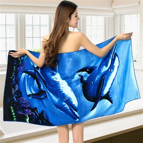 Bath Towel Adults Microfiber Ocean World Printed Quick Dry Swimming Beach Towels Women Super