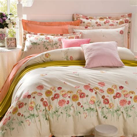 Romantic Flower Bedding Set 100cotton 200t Yellow Queen Soft Twill