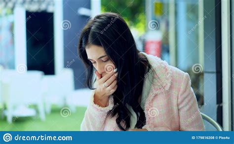 Young Woman Was Feeling Dizzy And Vomiting Stock Photo Image Of