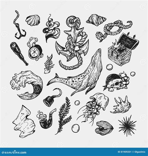 nautical collection set stock illustration illustration of hermit 81909201