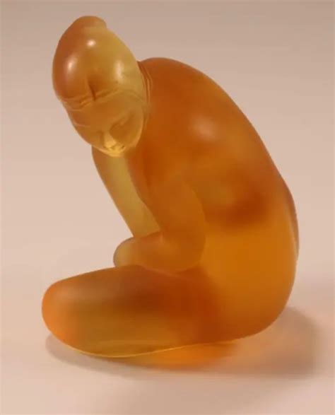 LALIQUE PETITE NUE Venus Venue Nude Amber Tone Crystal Figurine