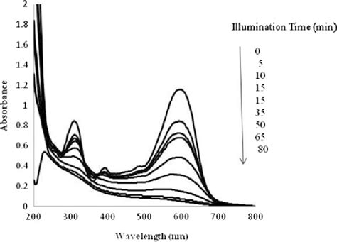 Uv Vis Spectra 200 800 Nm Of Rb 5 50 Mgl At Different Time