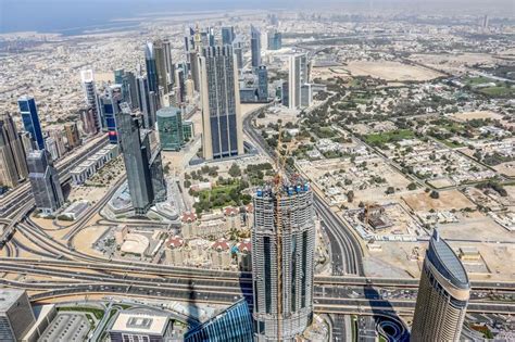 Aerial View Of Dubai Skyline Amazing Rooftop View Of Sheikh Zayed Road