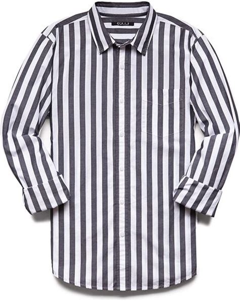 Forever 21 Vertical Striped Classic Fit Shirt In White For Men White